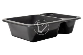 Sealing container with division 70/30, black, 187*137*45 mm, 626 ml