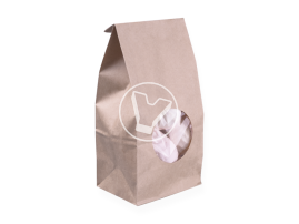 Bag with straight bottom, with round window, craft, 1 layer, 45 N, 120*80*250 mm