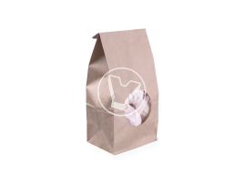 Bag with a straight bottom, with a round window, craft, 1 layer, 35 H, 80*50*170 mm