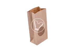 Bag with a straight bottom, with a round window, craft, 1 layer, 35 H, 80*50*170 mm