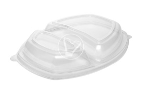Lid for SpK-257 with two sections, 257*202*35 mm, transparent, StirolPlast