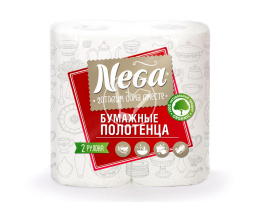 Полотенце бумажное "Нега", двухслойное, белый, 2рул./упак