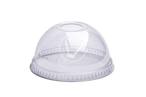 Plastic cup dome lid, with hole