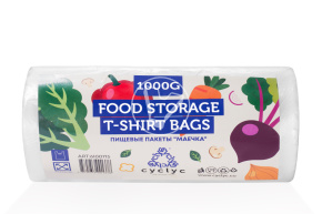 Маечка с ручкой, прозрачная в рулоне, 25*45 см/1000 г Cyclyc