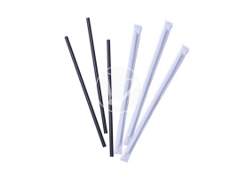 Paper straws, black, ind. paper packaging, diameter 6 mm, length 197 mm, 150 pcs/pack