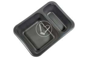 Sealing container with division 70/30, black, 187*137*45 mm, 626 ml