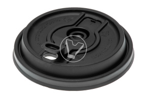 Plastic cup flat lid type B, white, with white plug