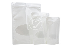Pouch bag with zip lock, 220*300 mm (40+40), 140 microns, white with window