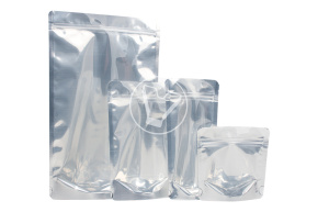 Metallic pouch bag with zip lock, 105*215 mm (35+35), 140 microns, transparent