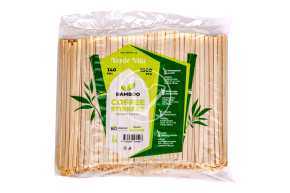 Bamboo stirrer with square end, length 140 mm, width 4.5 mm, thickness 1.3 mm, 1000 pcs/pack