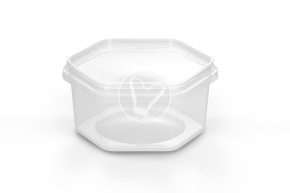Honey jar, 250ml, hexagonal with lid 