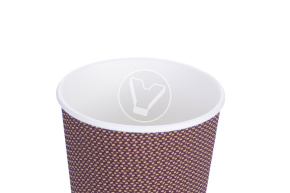 Glass 250 ml, double-layer, corrugated for hot, brown