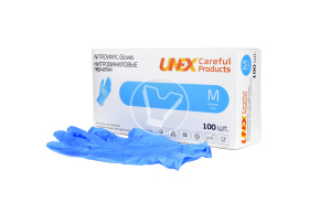 Перчатки смотровые, ВИТРИЛ  неопудренные, размер М, синие