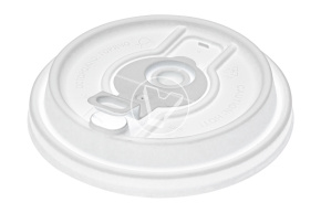 Plastic cup flat lid type B, white, with white plug
