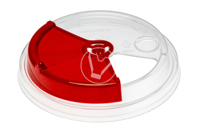 Крышка плоская типа B, прозрачная, с красной заглушкой, d 90 мм