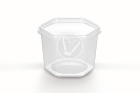 Honey jar, 400ml, hexagonal with lid 