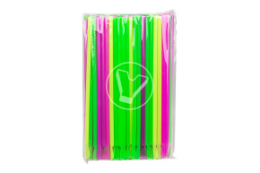 Plastic straws, multicolored, with spoon, diameter 6 mm, length 240 mm