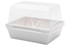 Paper container for dessert 103*75*90 mm, with lid, white