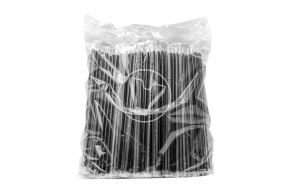 Straws without corrugation, black, in individual polyethylene packaging, d-5, 240mm. 500 pcs/pack