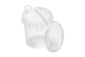 Bucket 155 ml, d 69 mm, with white handle, transparent