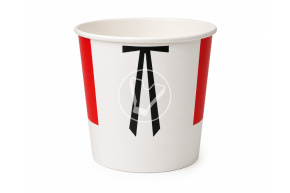 Paper basket 2000 ml, with lid, V 85, white with red stripe