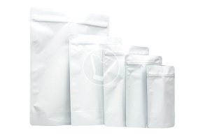 Metallic pouch bag with zip lock, 280*380 mm (45+45), 140 microns white, matte