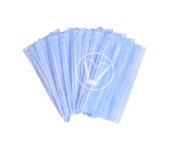 Маска медицинская на резинках,голубая, 3х слойная