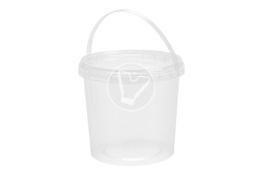 Bucket with handle and lid, 1000 ml, d 131 mm, transparent