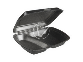 Контейнер (ланч-бокс) с двумя секциями и крышкой, 247*206*70 мм, черный