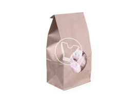 Bag with straight bottom 35H, with round window, craft, 1 layer, 100*60*200 mm