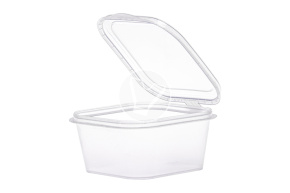 Square gravy boat with combined lid, transparent, 50 ml, 45*45*30 mm