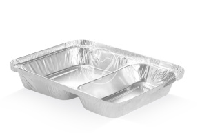 Aluminum container C2, with 2 sections, 225*170*42 mm, Lamina