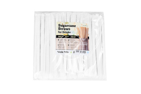 Sugarcane straws, individually packaged, 8mm, kraft Verde Vita
