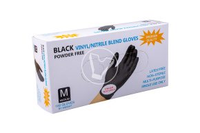 Nitrovinyl non-sterile gloves, black, size M, Wally Plastic