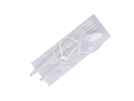 Set "Economy" 3/1, white (fork, spoon, white napkin)