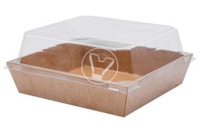Paper container for sandwich, 120*110*65 mm, with lid, kraft