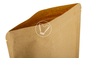 Пакет бумажный дой-пак с замком зип-лок, 200*300 мм (45+45), с окном 70 мм,140 мкм, крафт