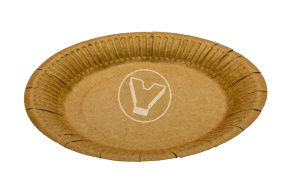 Flat paper plate, with edge, Kraft, diameter 180 mm, Kraft