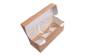 Packaging for muffins ECOMUF 3, 3 compartments, 250*100*100 mm