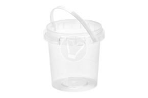 Bucket 155 ml, d 69 mm, with white handle, transparent
