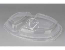 Lid for SpK-257 with two sections, 257*202*35 mm, transparent, StirolPlast
