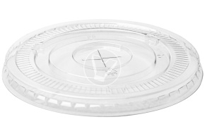 Plastic cup flat lid with cross-shaped hole, diameter 98 mm, Cyclyc