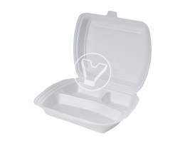 Container (lunch box) with three sections and a lid, 247*206*70 mm, white