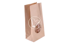 Bag with straight bottom, with round window, craft, 1 layer, 45 N, 120*80*250 mm