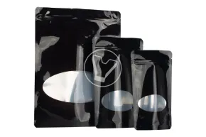 Metallic pouch bag with zip-lock lock, 220*300 mm (50+50), 140 microns, black, matte with window