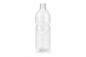 Bottle, round, 1000 ml, with narrow neck, transparent, with cap (Yans)