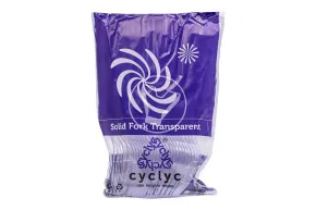 Plastic fork, transparent Cyclic