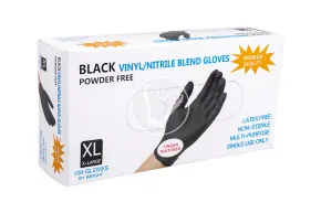 Перчатки из нитровинила смотровые, черные, размер XL, Wally Plastic