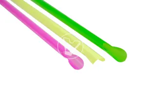Plastic straws, multicolored, with spoon, diameter 6 mm, length 240 mm