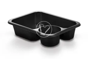 Sealing container with gravy boat, black, 187*137*45 mm, 635 ml